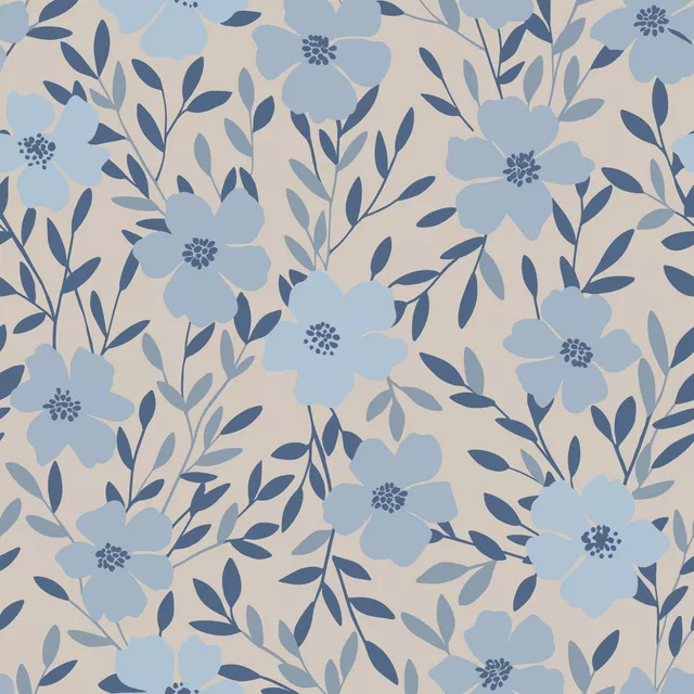 Bankauflage Wildblüten Blau Beige