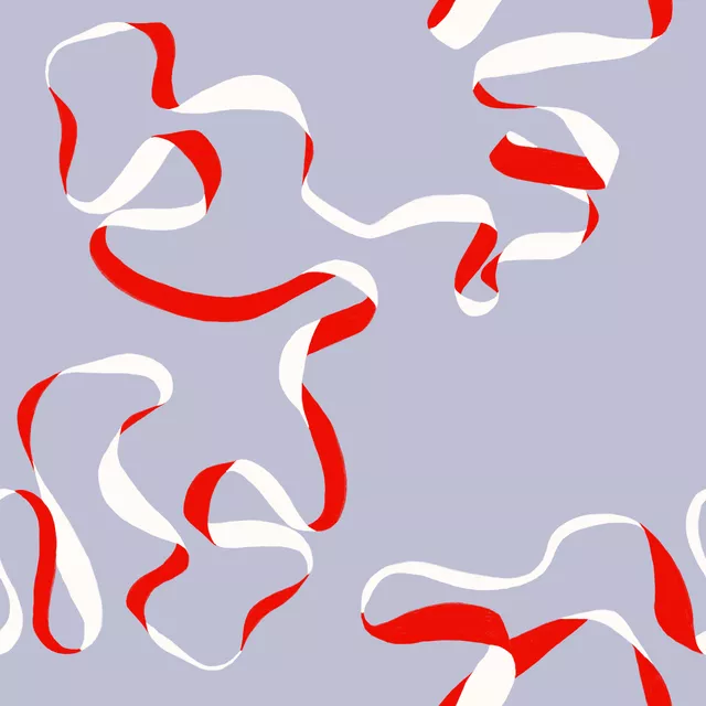 Kissen Ribbon Pattern Blau Rot