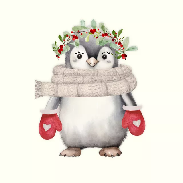 Geschirrtuch Holly Jolly  Pinguin creme