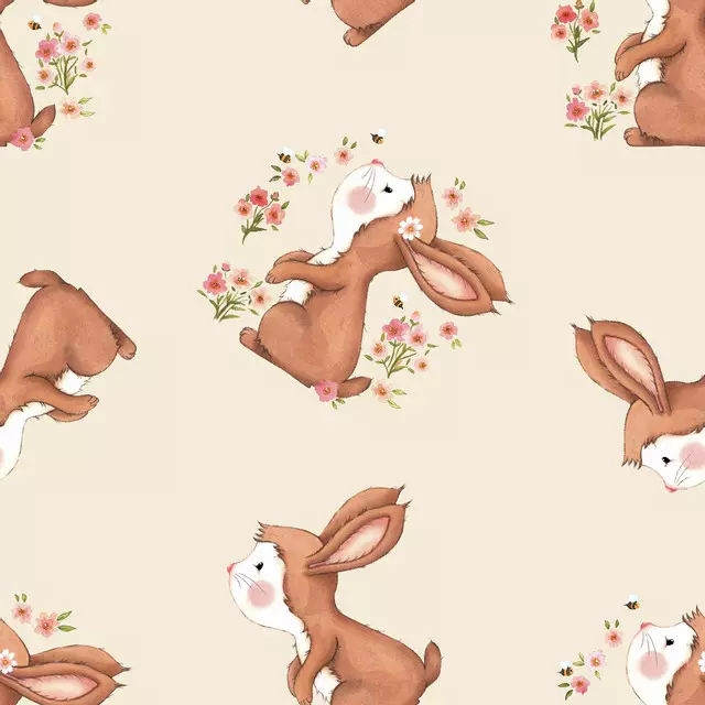 Bankauflage Hello Spring Rabbit beige