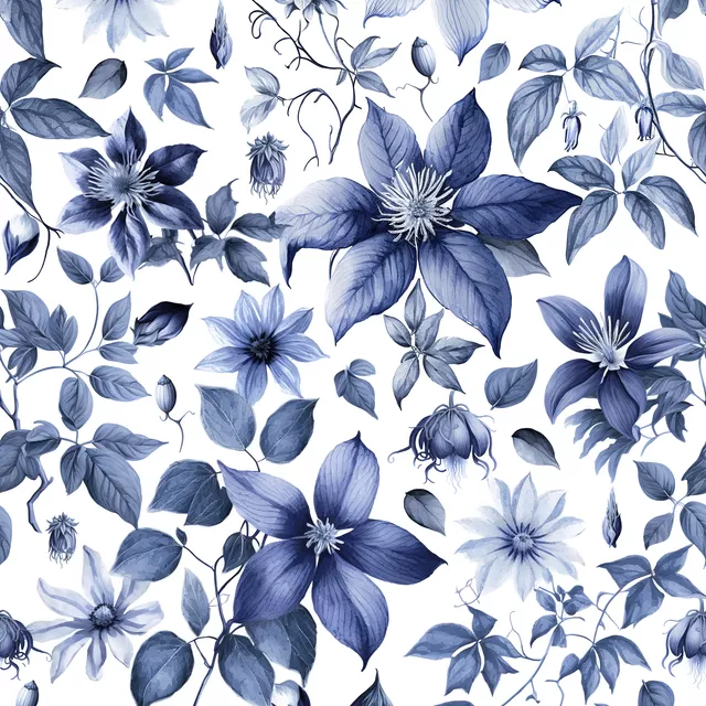 Kissen Charming Clematis blue