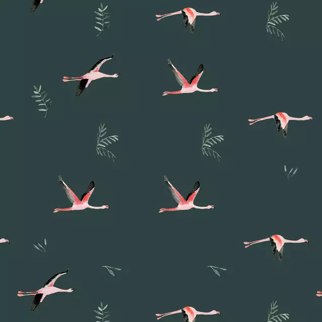 Geschirrtuch Flamingos green