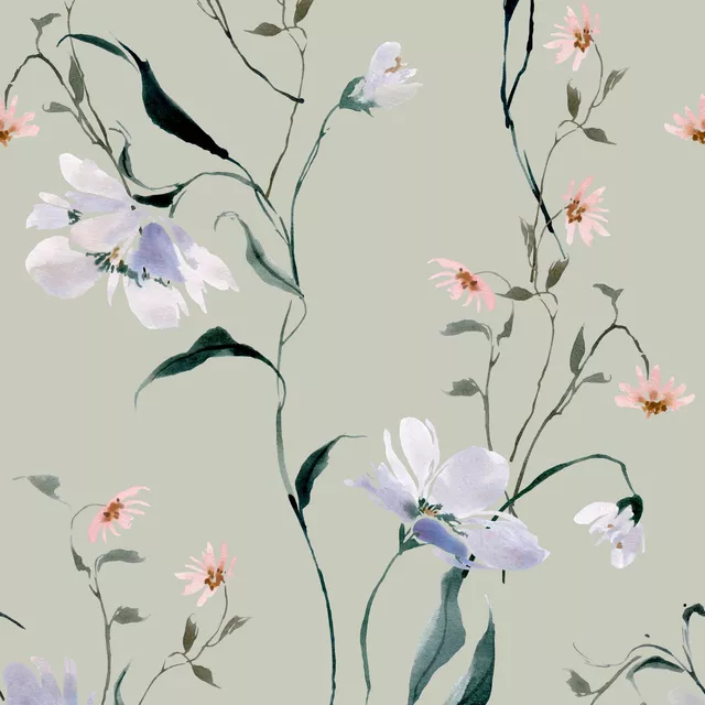 Tischdecke Winterflorals salbei