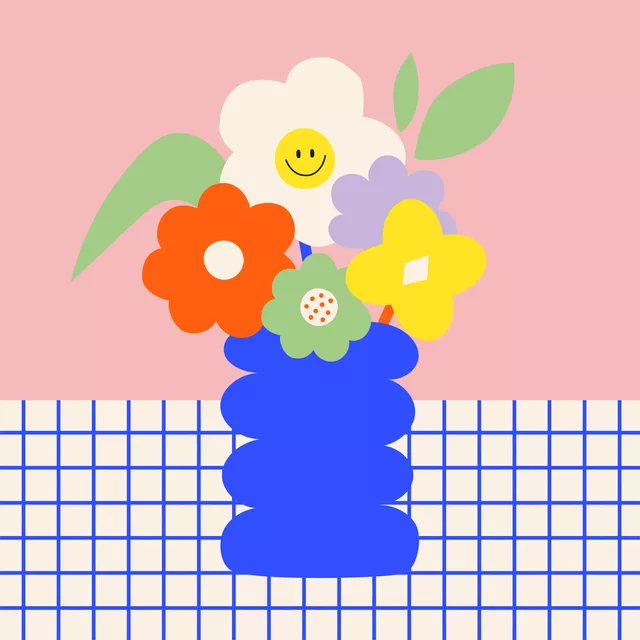 Kissen Blumen Vase mit Smile