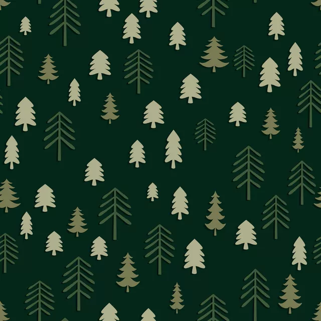 Dekovorhang Winter Forest pine green