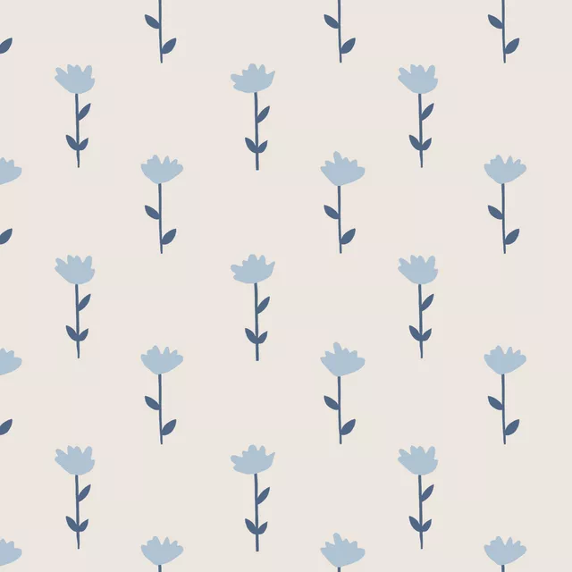 Bettwäsche Minimal Blümchen Beige Blau