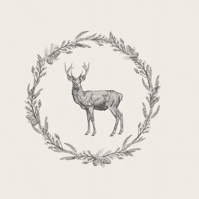 Tischdecke Nordic Deer wreath III