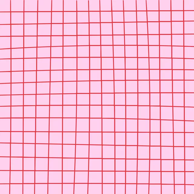 Kissen Hand Drawn Grid Rosa Rot