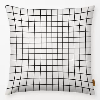 Kissen Hand Drawn Grid Schwarz