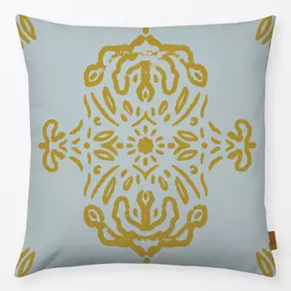 Kissen Damask graublau