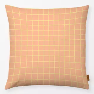 Kissen Hand Drawn Grid Orange Gelb