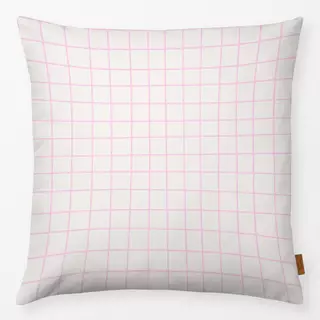 Kissen Hand Drawn Grid Rosa