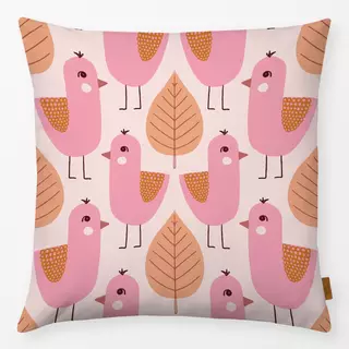 Kissen Vogel Blatt pink pfirsich