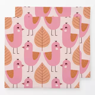 Servietten Vogel Blatt pink pfirsich