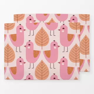 Tischset Vogel Blatt pink pfirsich