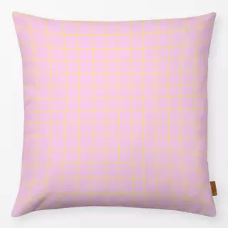 Kissen Hand Drawn Grid Rosa Orange