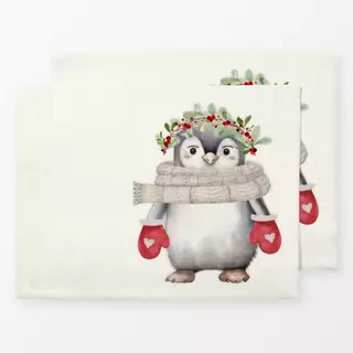 Tischset Holly Jolly  Pinguin creme