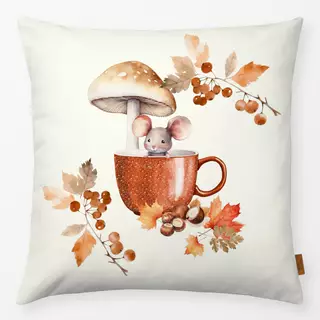 Kissen Cottage Herbst Maus in Tasse