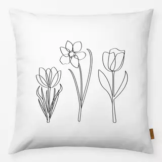 Kissen Lined Spring Flowers black