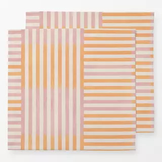 Servietten Ikat Stripes Orange Rosa