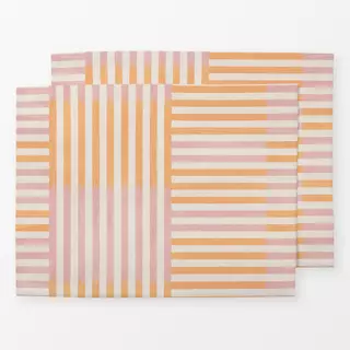 Tischset Ikat Stripes Orange Rosa