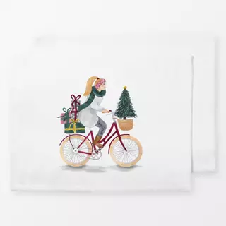 Tischset Cycling Christmas Lady