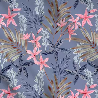 Meterware Autumn Orchids - dark blue