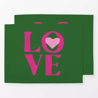 Tischset LOVE letters - gruen pink