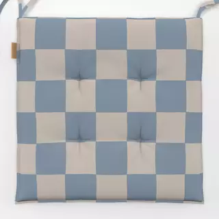 Sitzkissen Schachbrett Blau Beige