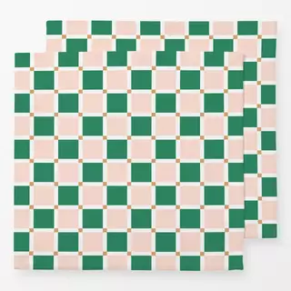 Servietten Chessboard Crossed Green