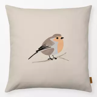 Kissen Vogel Rotkehlchen Beige