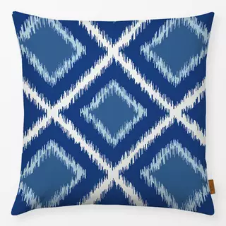 Kissen Ikat Raute blau