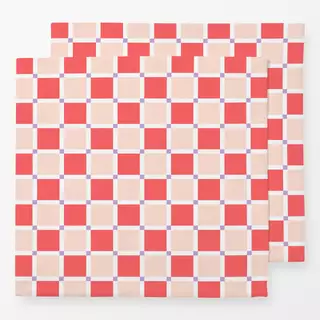 Servietten Chessboard Crossed Red