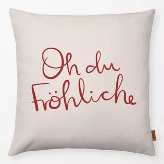 Kissen Oh du Fröhliche beige rot