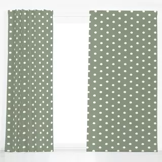 Dekovorhang Moss Green Polka Dot