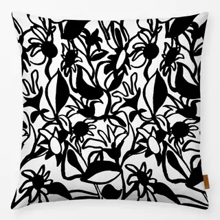 Kissen Floral black white