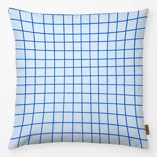 Kissen Hand Drawn Grid Blau 2