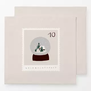 Servietten Briefmarke Schneekugel Beige