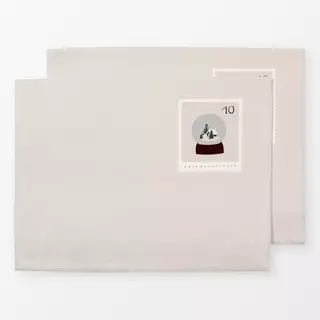 Tischset Briefmarke Schneekugel Beige