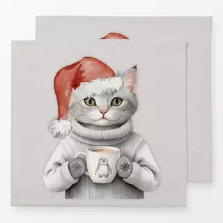 Servietten Winter Party - Katze mit Tasse