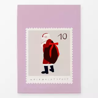 Geschirrtuch Briefmarke Weihnachtsmann Rosa