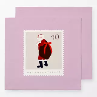 Servietten Briefmarke Weihnachtsmann Rosa